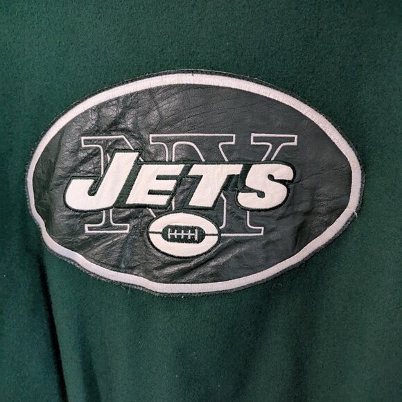 New York Jets Vintage Wool Blend Jacket with Real Leather Sleeves - Picture 4 of 9